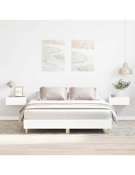 Struttura del letto 2 pcs Bianco 152 x 203 cm Legno multistrato