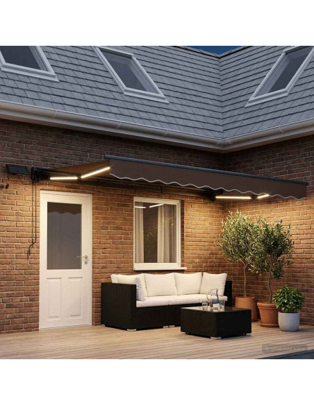 Cornice per Tenda Manuale con LED Tortora 4,5 × 3,5 m