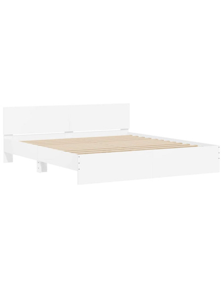 Struttura del letto 2 pcs Bianco 193 x 203 cm Legno multistrato