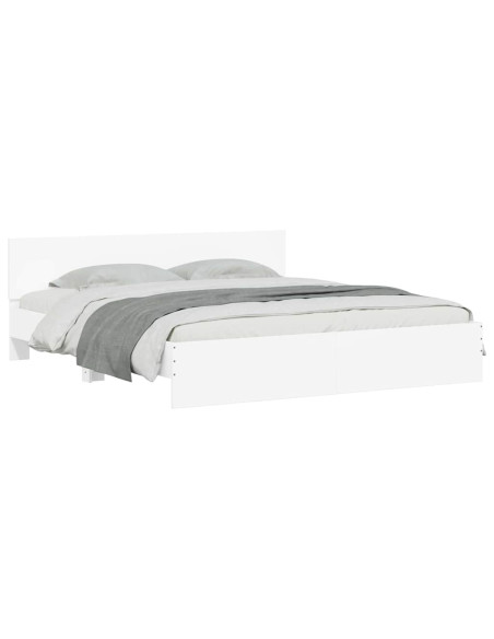 Struttura del letto 2 pcs Bianco 193 x 203 cm Legno multistrato