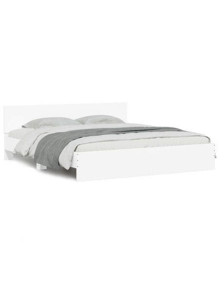 Struttura del letto 2 pcs Bianco 193 x 203 cm Legno multistrato