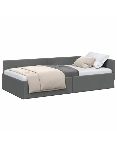 Cornice del letto ad angolo Grigio scuro 100 x 203 cm Tessuto