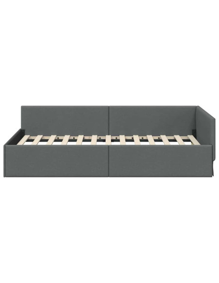 Cornice del letto ad angolo Grigio scuro 100 x 203 cm Tessuto
