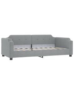 Letto da Giorno Grigio Chiaro 100x190 cm in Tessuto 2