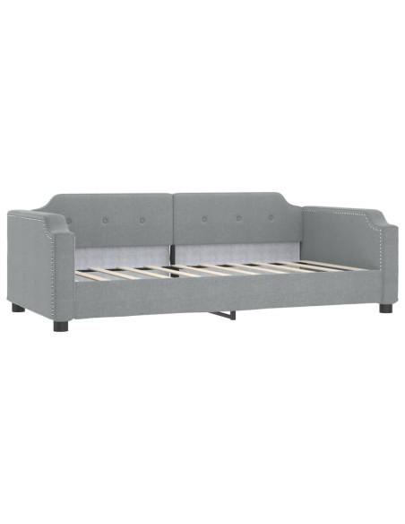 Letto da Giorno Grigio Chiaro 100x190 cm in Tessuto