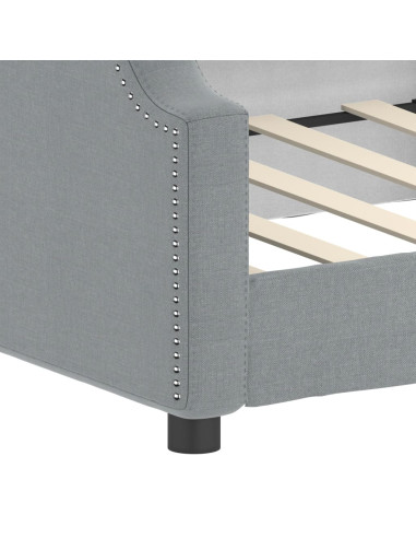 Letto da Giorno Grigio Chiaro 100x190 cm in Tessuto