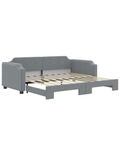Divano Letto con Letto Estraibile Grigio Chiaro 100x190 Tessuto 2