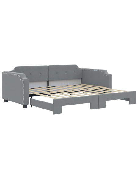 Divano Letto con Letto Estraibile Grigio Chiaro 100x190 Tessuto