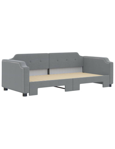 Divano Letto con Letto Estraibile Grigio Chiaro 100x190 Tessuto
