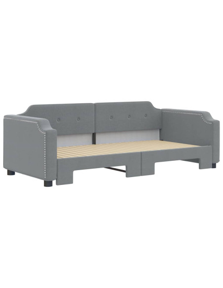 Divano Letto con Letto Estraibile Grigio Chiaro 100x190 Tessuto