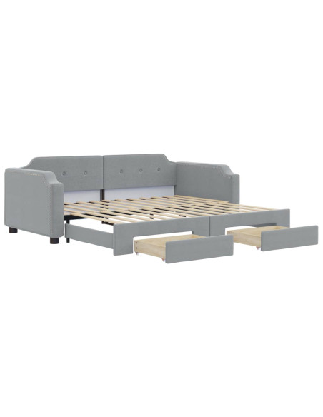 Divano Letto Estraibile Cassetti Grigio Chiaro 100x190 Tessuto