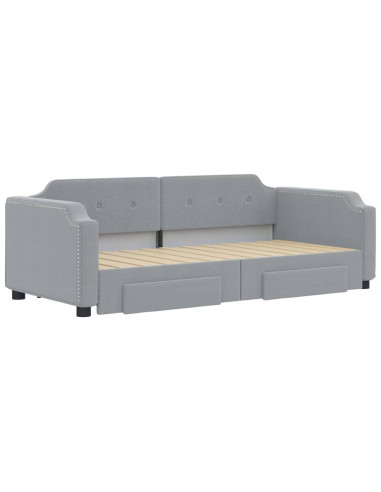 Divano Letto Estraibile Cassetti Grigio Chiaro 100x190 Tessuto