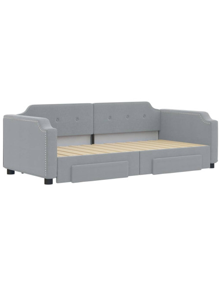 Divano Letto Estraibile Cassetti Grigio Chiaro 100x190 Tessuto