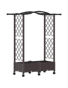 Letto Rialzato con Griglia e Tetto Marrone 124 x 40 x 129 cm PP 2