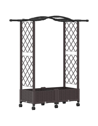 Letto Rialzato con Griglia e Tetto Marrone 124 x 40 x 129 cm PP