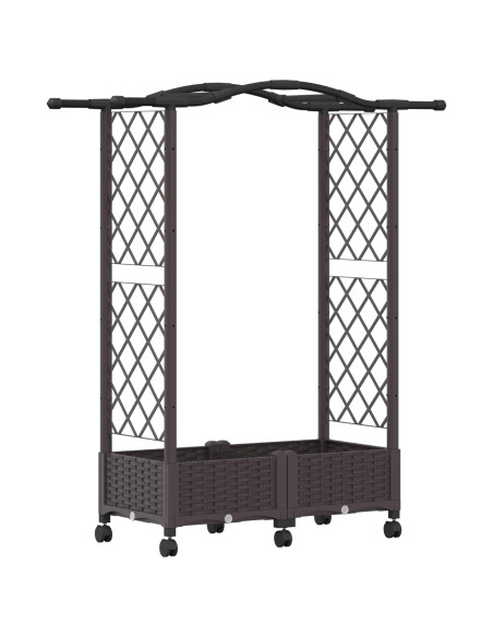 Letto Rialzato con Griglia e Tetto Marrone 124 x 40 x 129 cm PP