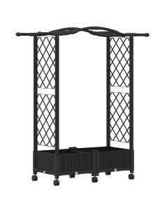 Letto Rialzato con Griglia e Tetto Nero 124 x 40 x 129 cm PP 2