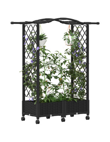 Letto Rialzato con Griglia e Tetto Nero 124 x 40 x 129 cm PP