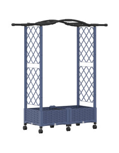 Letto Rialzato con Griglia e Tetto Grigio 124 x 40 x 129 cm PP 2