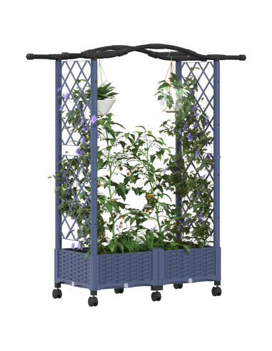 Letto Rialzato con Griglia e Tetto Grigio 124 x 40 x 129 cm PP