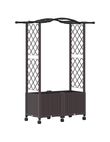 Letto Rialzato con Griglia e Tetto Marrone 125 x 40 x 144 cm PP