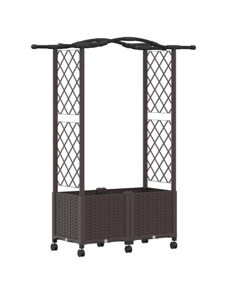 Letto Rialzato con Griglia e Tetto Marrone 125 x 40 x 144 cm PP
