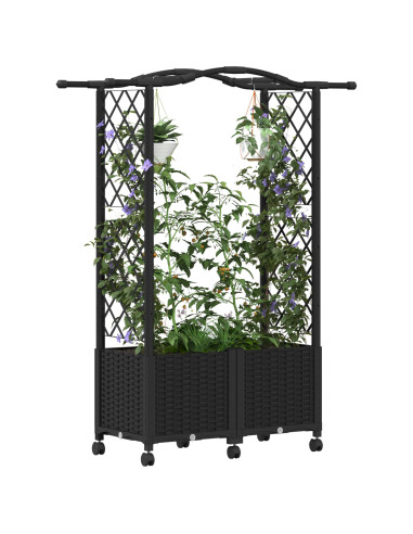 Letto Rialzato con Griglia e Tetto Nero 125 x 40 x 144 cm PP