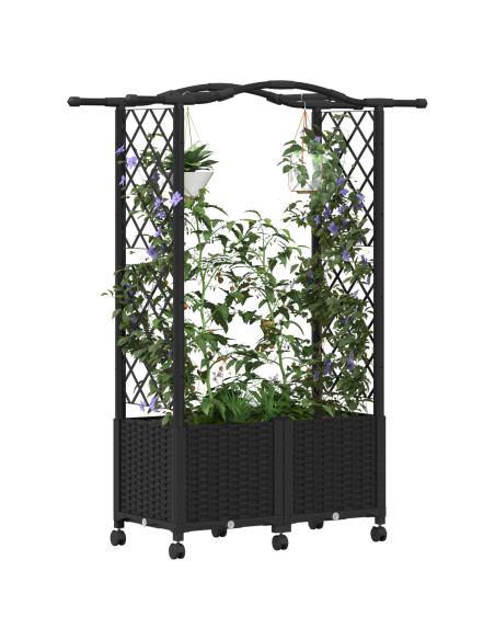 Letto Rialzato con Griglia e Tetto Nero 125 x 40 x 144 cm PP