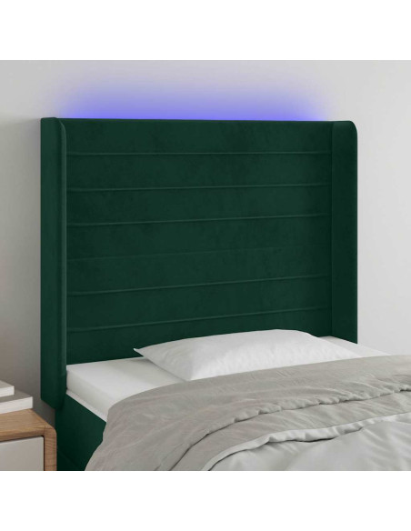 Testiera a LED Verde Scuro 93x16x118/128 cm in Velluto