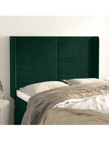 Testiera ad Orecchio Verde Scuro 147x23x118/128cm in Velluto
