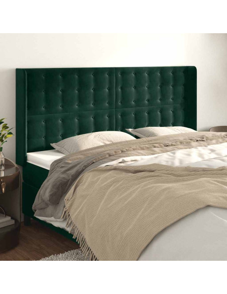 Testiera ad Orecchio Verde Scuro 203x16x118/128 cm in Velluto