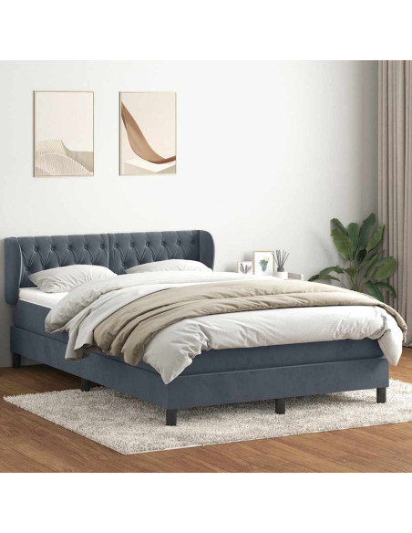 Giroletto a Molle con Materasso Grigio Scuro 160x210 cm Velluto