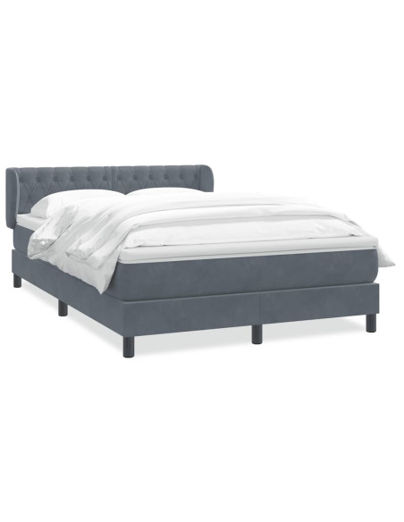 Giroletto a Molle con Materasso Grigio Scuro 160x210 cm Velluto