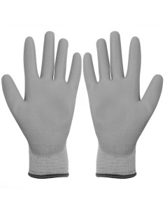 Guanti da Lavoro in PU 24 Paia Bianco e Grigio Misura 9/L