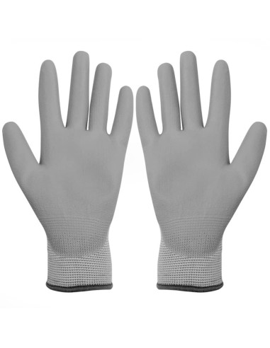 Guanti da Lavoro in PU 24 Paia Bianco e Grigio Misura 9/L