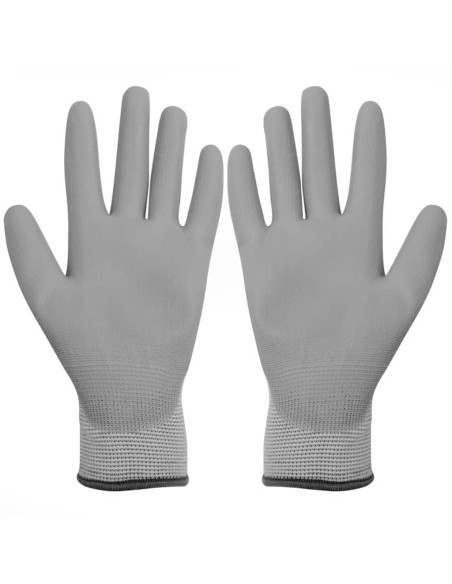 Guanti da Lavoro in PU 24 Paia Bianco e Grigio Misura 9/L