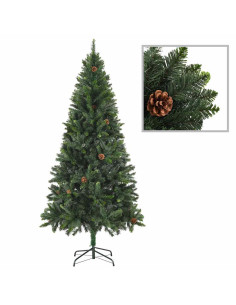 Albero di Natale Preilluminato con Palline e Pigne 180 cm