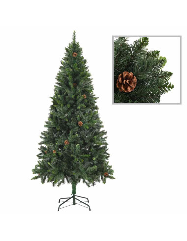 Albero di Natale Preilluminato con Palline e Pigne 180 cm