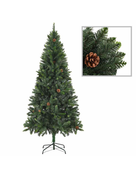 Albero di Natale Preilluminato con Palline e Pigne 180 cm