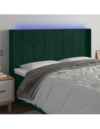 Testiera a LED Verde Scuro 183x16x118/128 cm in Velluto