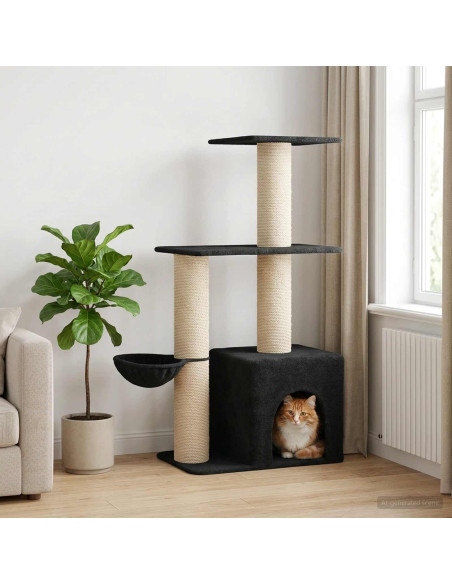 Albero per gatti con pali per graffiare in sisal Grigio Scuro