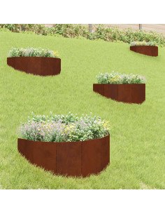 Bordura per Prato 4 pcs 100 x 45 cm Acciaio Ruggine