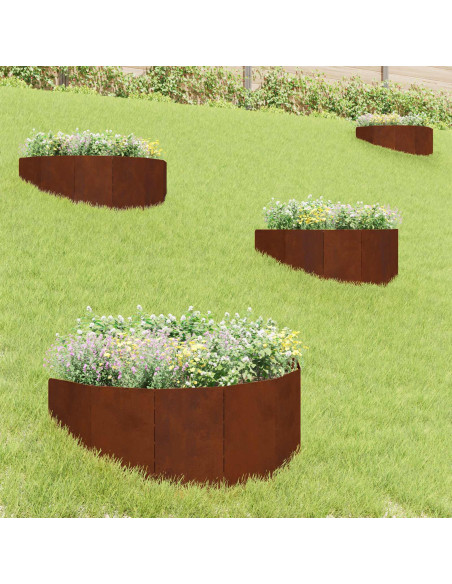 Bordura per Prato 4 pcs 100 x 45 cm Acciaio Ruggine