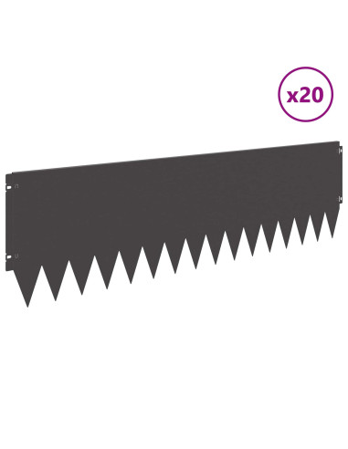 Bordura per Prato 20 pcs 103 x 30 cm Acciaio Nero