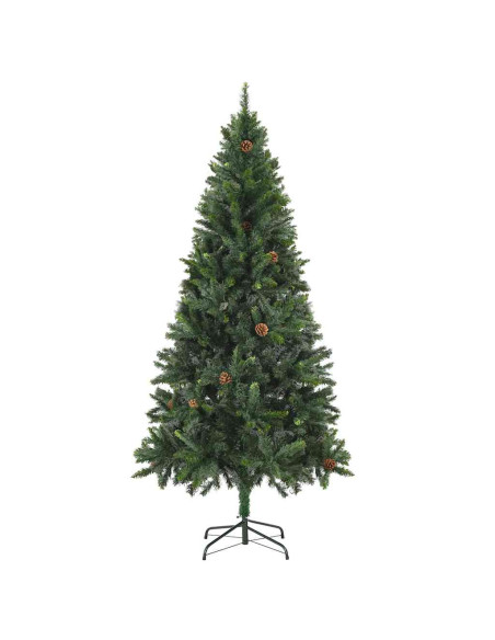 Albero di Natale Preilluminato con Palline e Pigne 180 cm