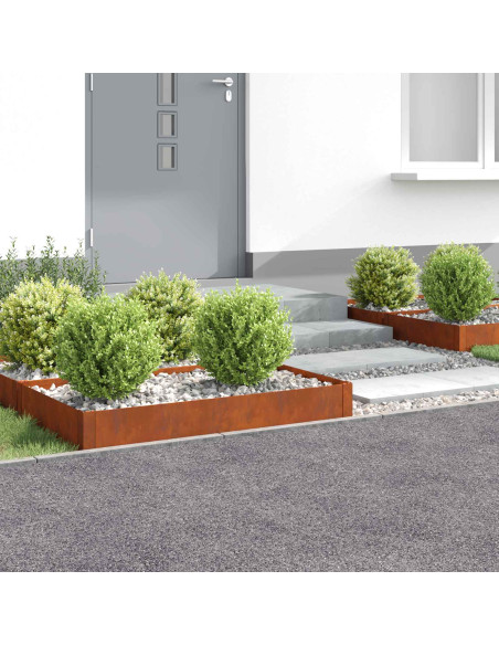 Bordura per Prato 4 pcs 100 x 60 x 20 cm Acciaio Ruggine