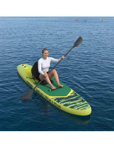 SUP Board con Seggiolino 2-in-1 POSEIDON 305 x 76 x 15 cm Verde