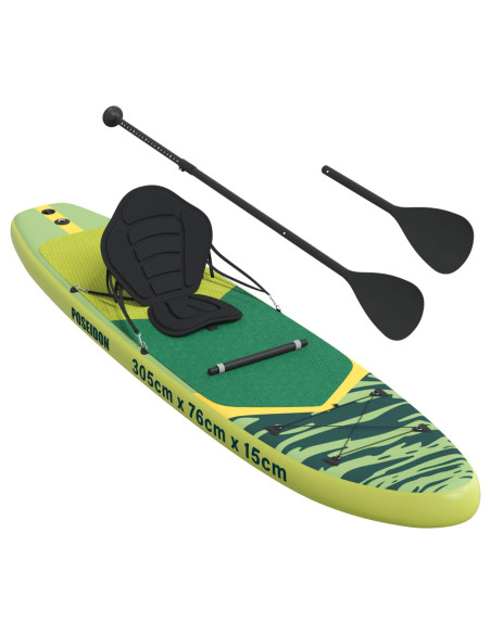 SUP Board con Seggiolino 2-in-1 POSEIDON 305 x 76 x 15 cm Verde