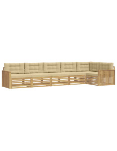 Set di divani da esterno 6 pcs Bianco e Beige 2