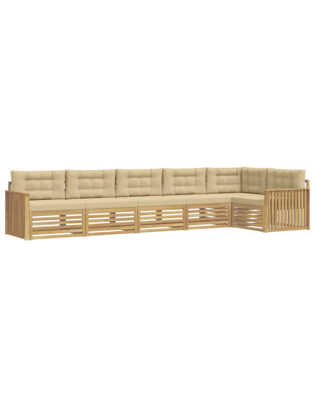 Set di divani da esterno 6 pcs Bianco e Beige